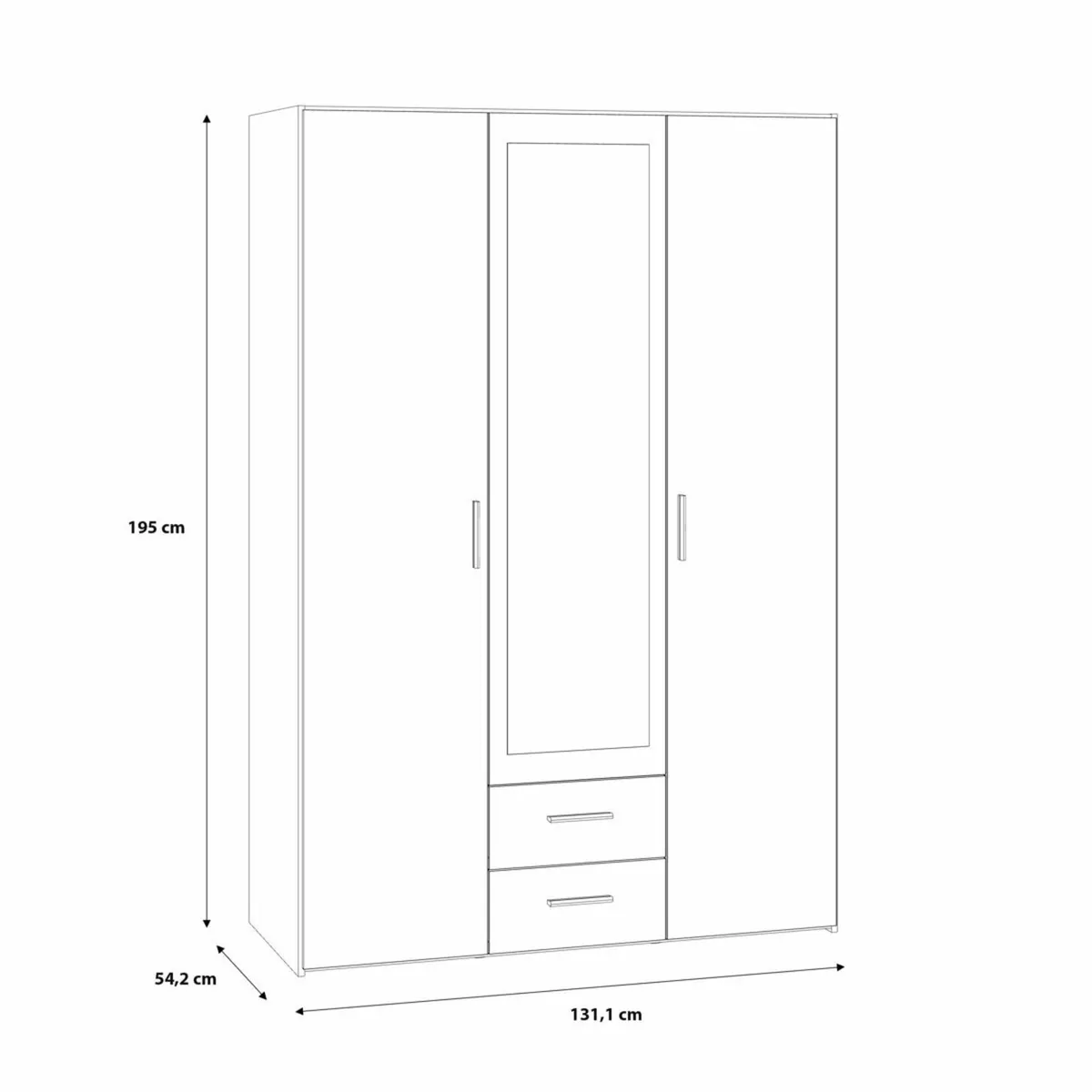 Premium 3-Door Wardrobe with Mirror & Drawers - Image 4