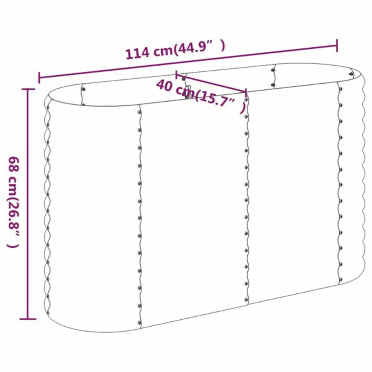 Garden Raised Bed Galvanised Steel 114x40x68 cm Gr - Image 3