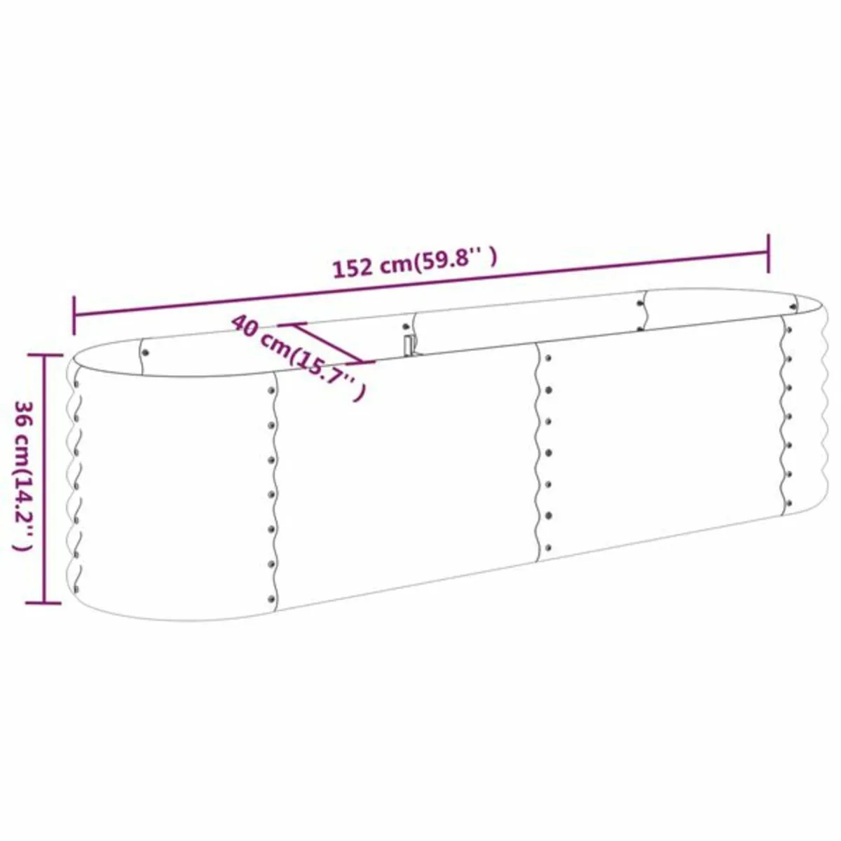 Garden Raised Bed Galvanised Steel 152x40x36 cm Gr - Image 2
