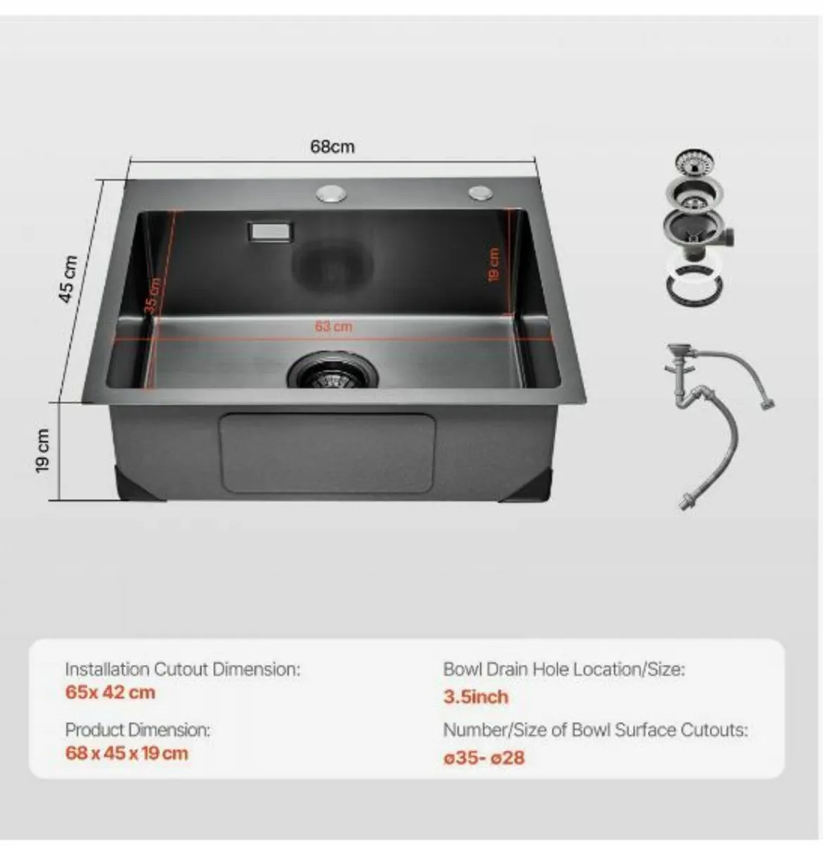 68cm Kitchen Sink Workstation - Image 2