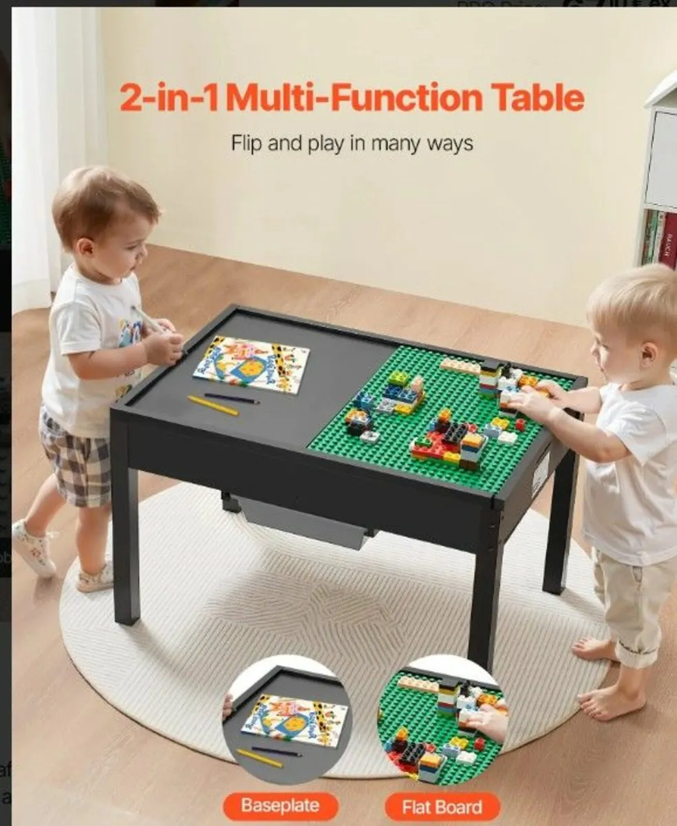 2-in-1 Kids Wooden Activity Table with Storage Per - Image 1