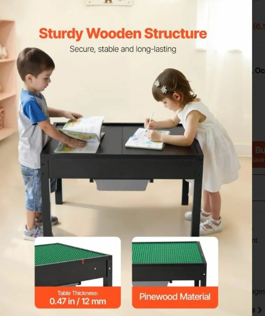 2-in-1 Kids Wooden Activity Table with Storage Per - Image 2
