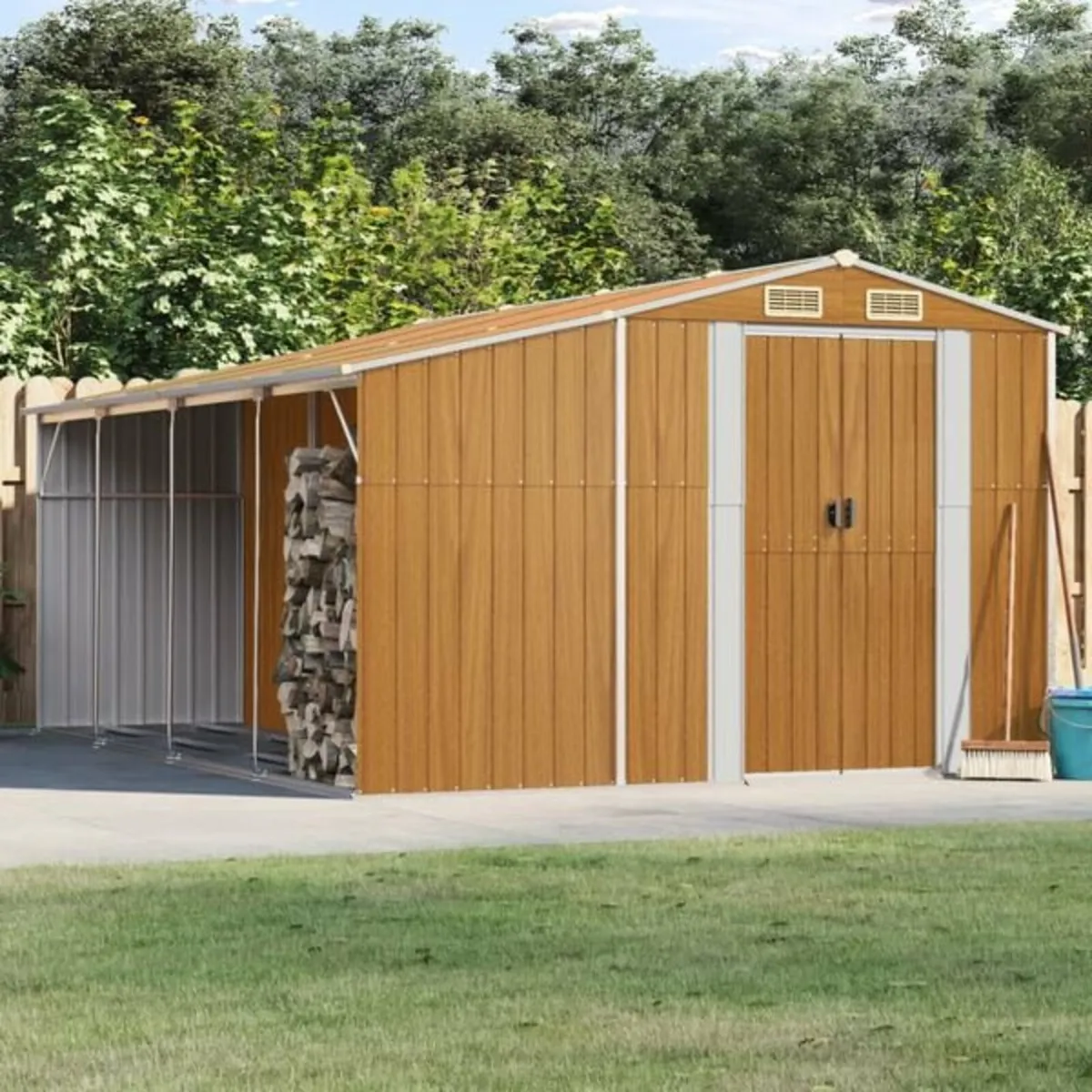 Garden Shed Light Brown 277x365.5x179 cm Galvanise - Image 1