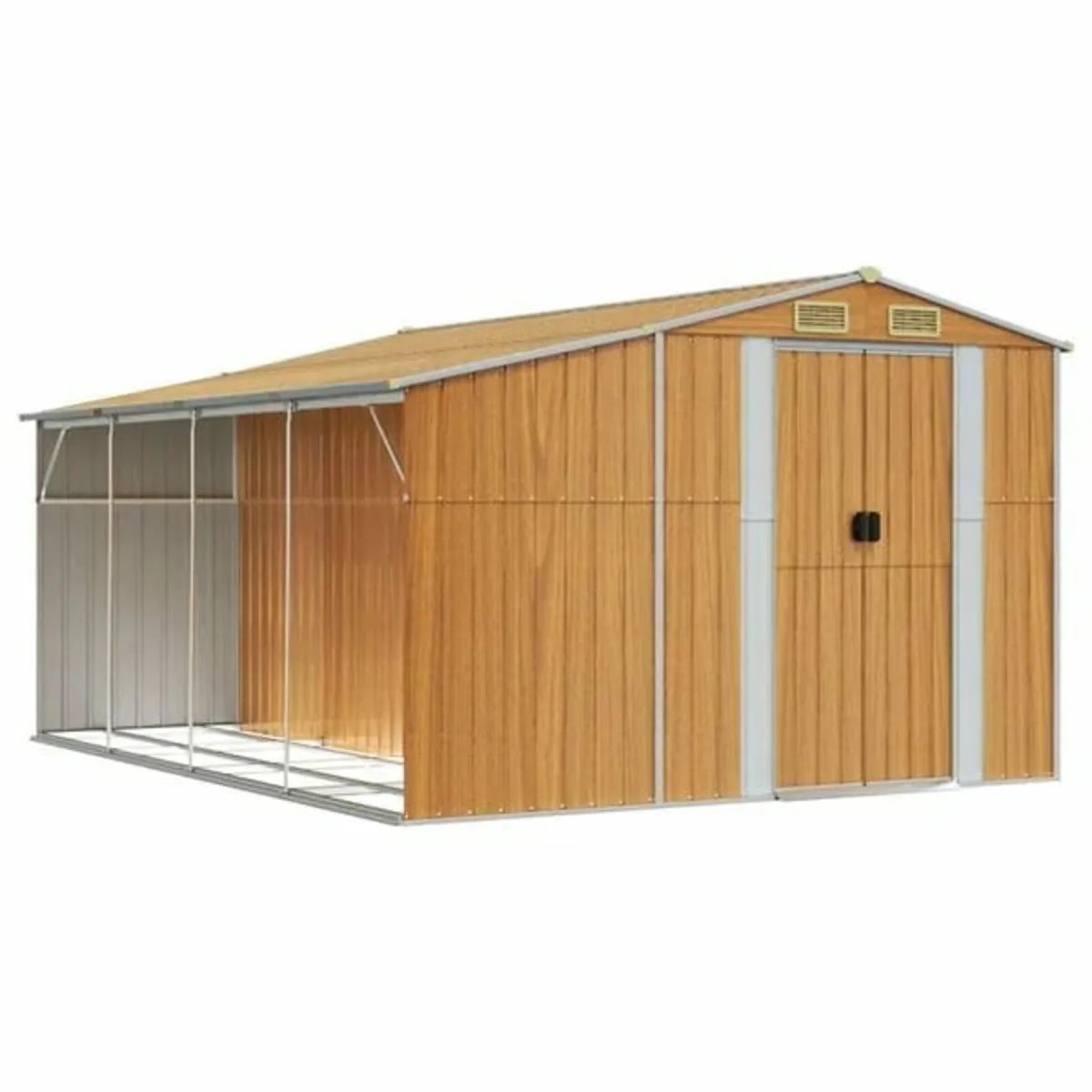 Garden Shed Light Brown 277x365.5x179 cm Galvanise - Image 2