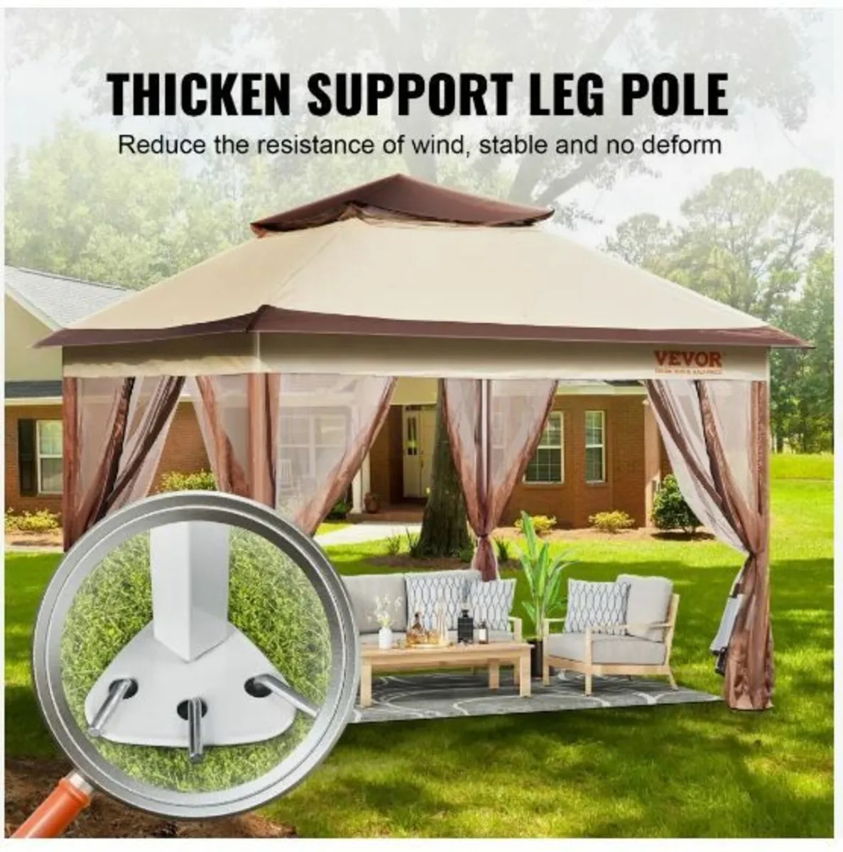 Patio Gazebo, 11 x 11 FT Pop up Gazebo - Image 2