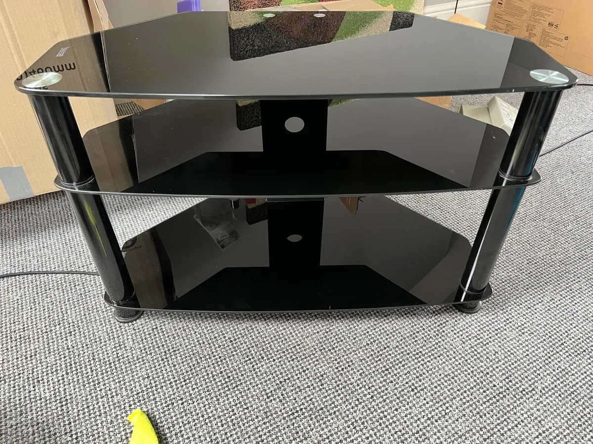 TV stand - black tempered glass - Image 1