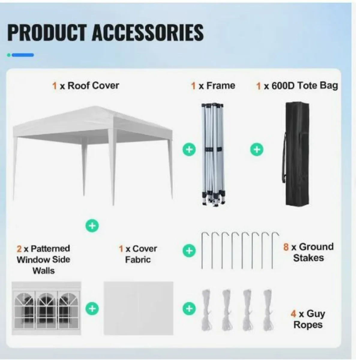 Pop Up Canopy, 2.95 x 2.95 m Instant - Image 3