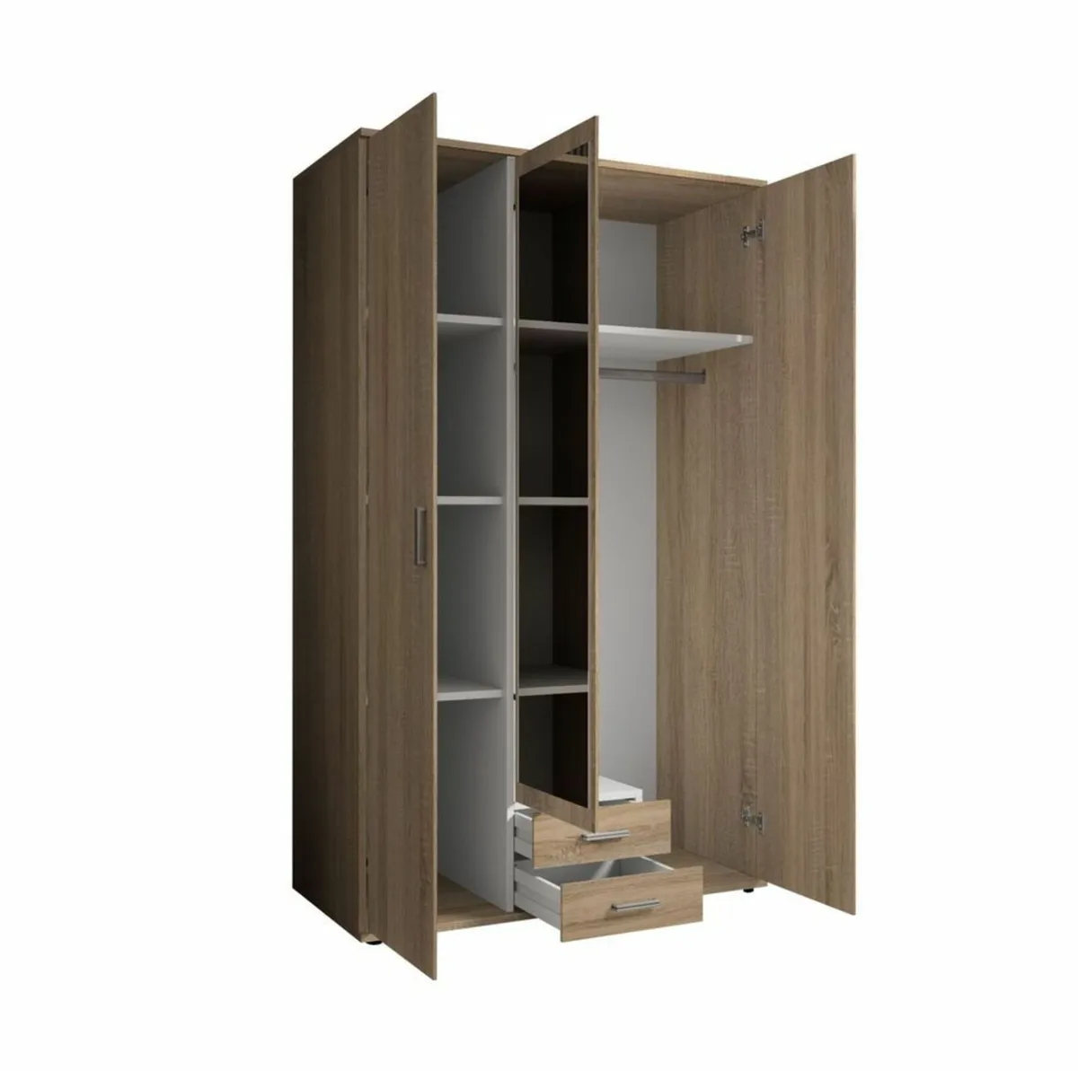 Premium 3-Door Wardrobe with Mirror & Drawers - Image 2