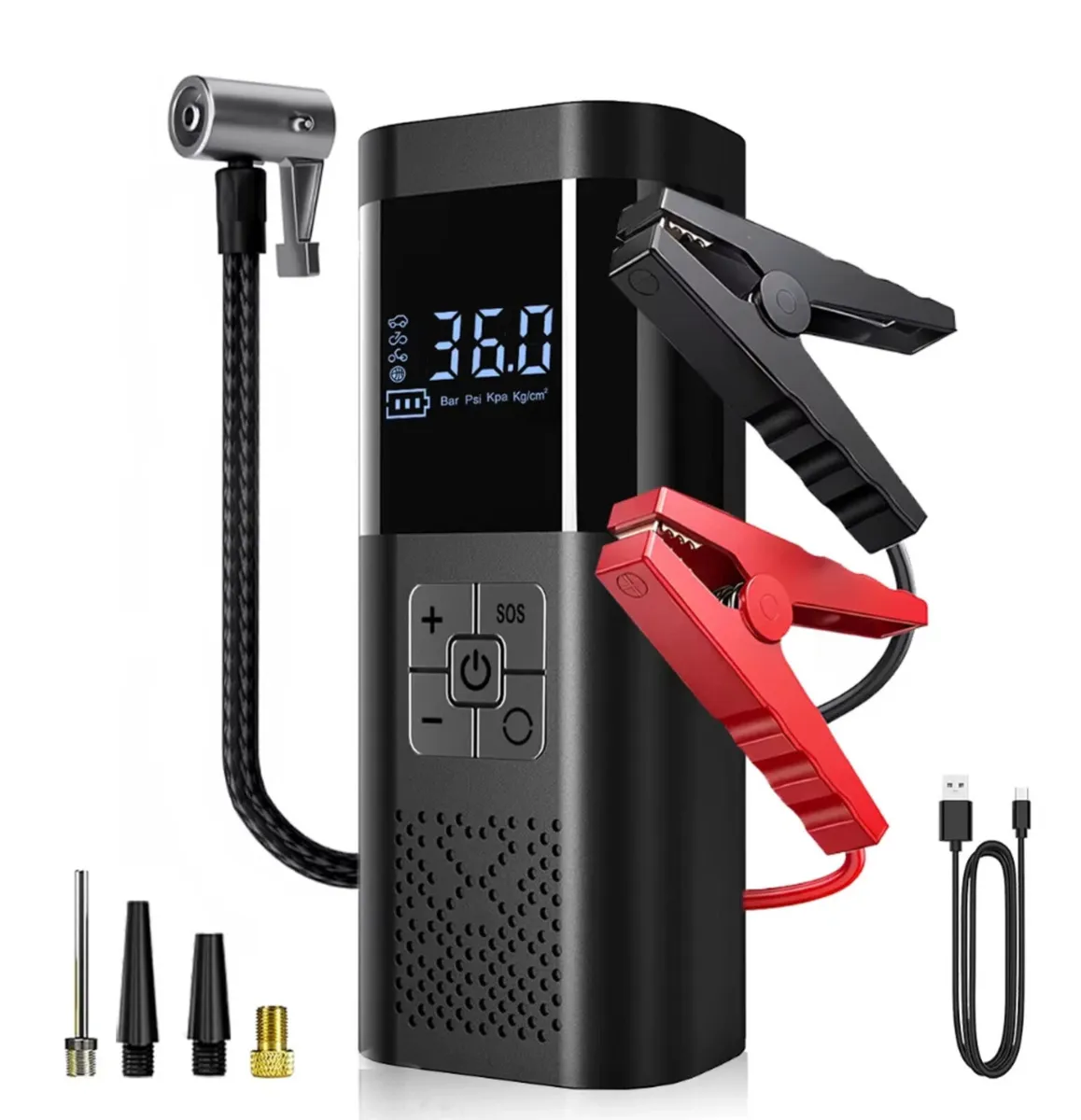 8000MAH 4in1 Car Jump Starter With Tyre Inflator - Image 1