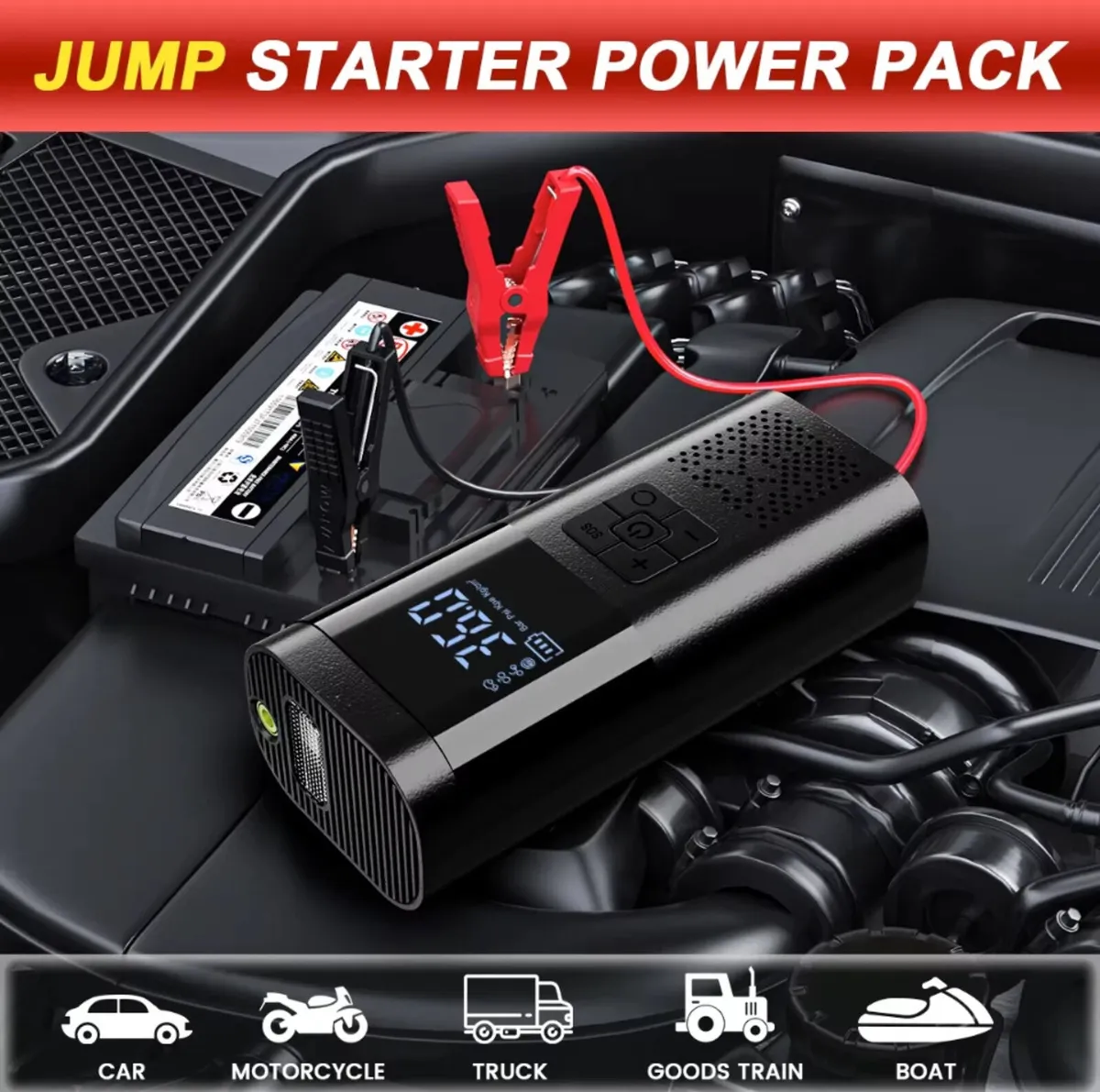 8000MAH 4in1 Car Jump Starter With Tyre Inflator - Image 2