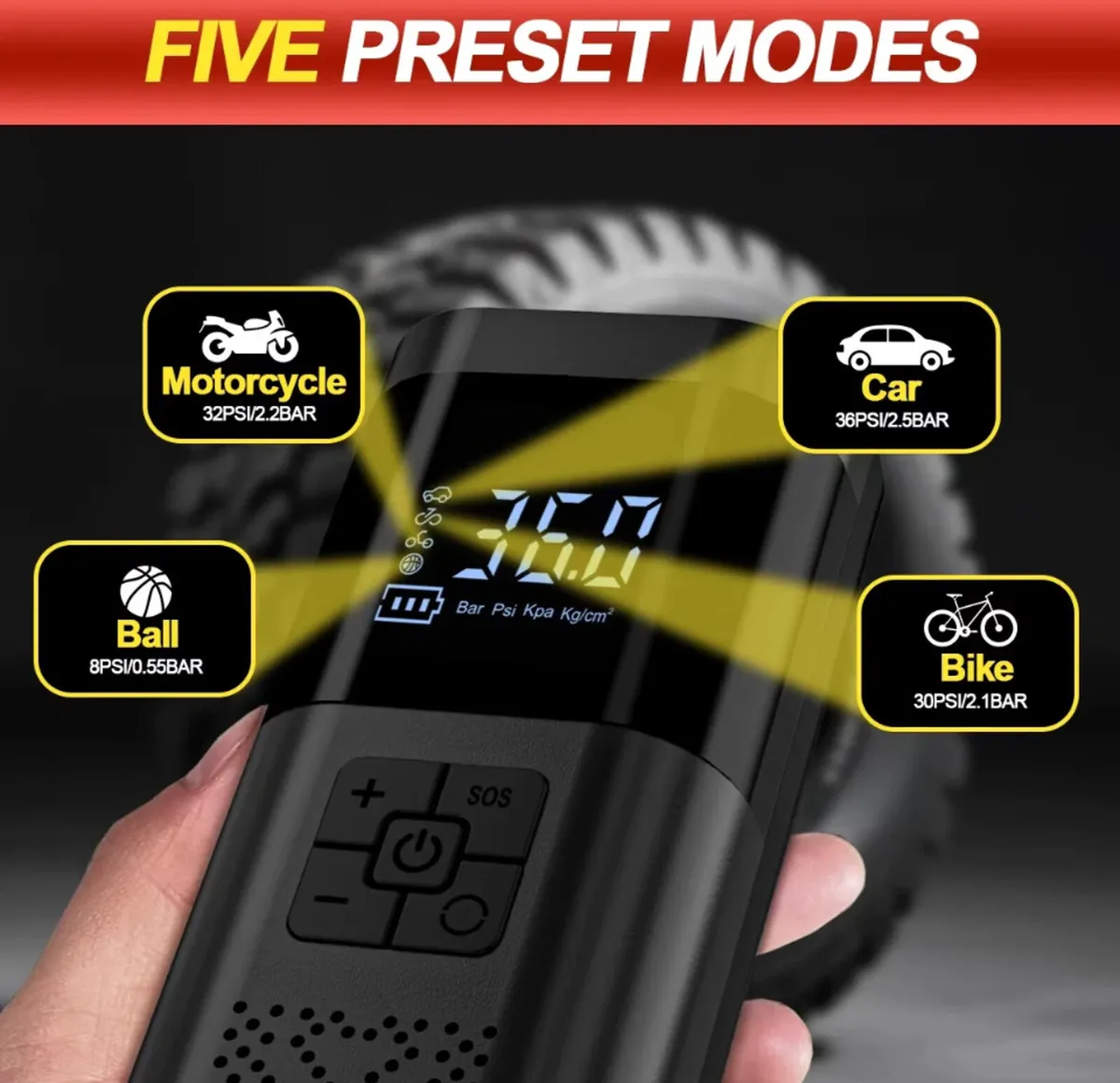 8000MAH 4in1 Car Jump Starter With Tyre Inflator - Image 4