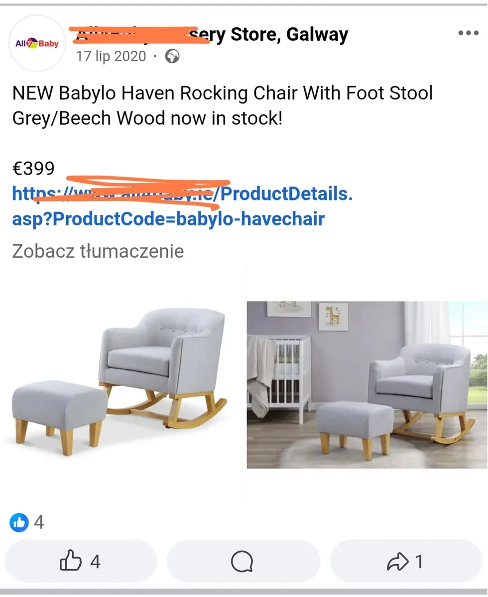 Babylo Haven Rocking chair + foot stool (grey) - Image 3