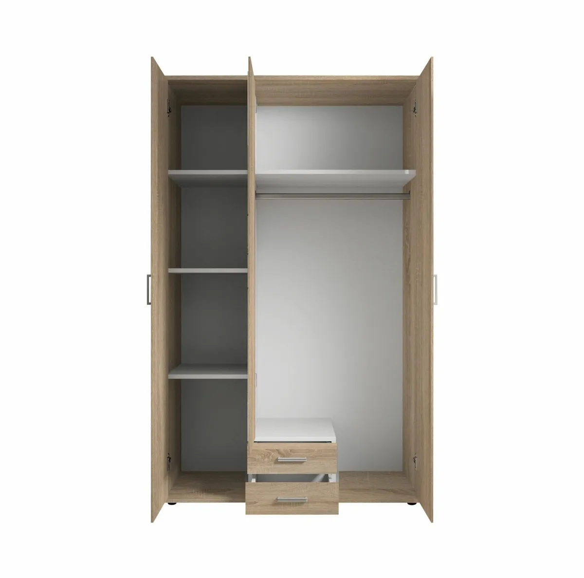 Premium 3-Door Wardrobe with Mirror & Drawers - Image 3