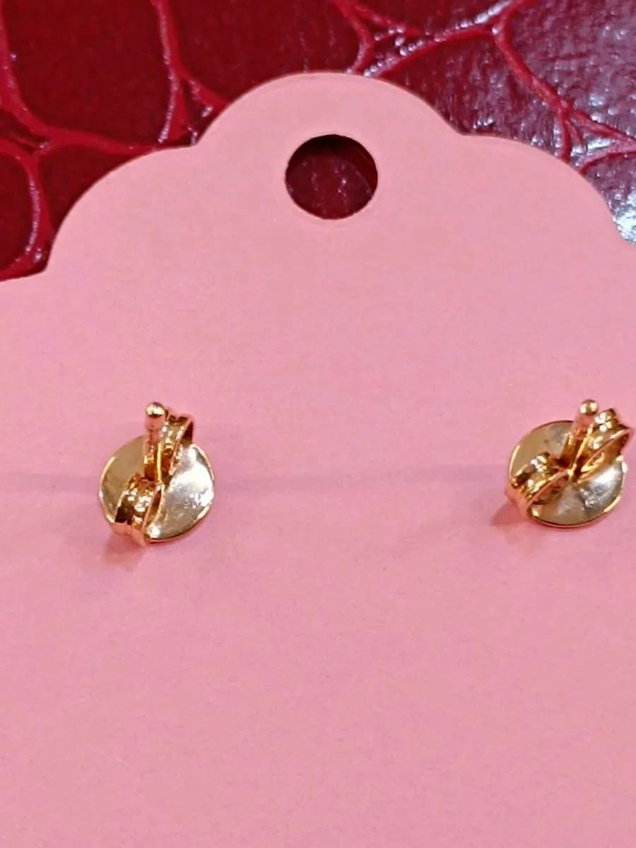 14k Gold Diamond & Blue Sones Earrings, Studs - Image 4