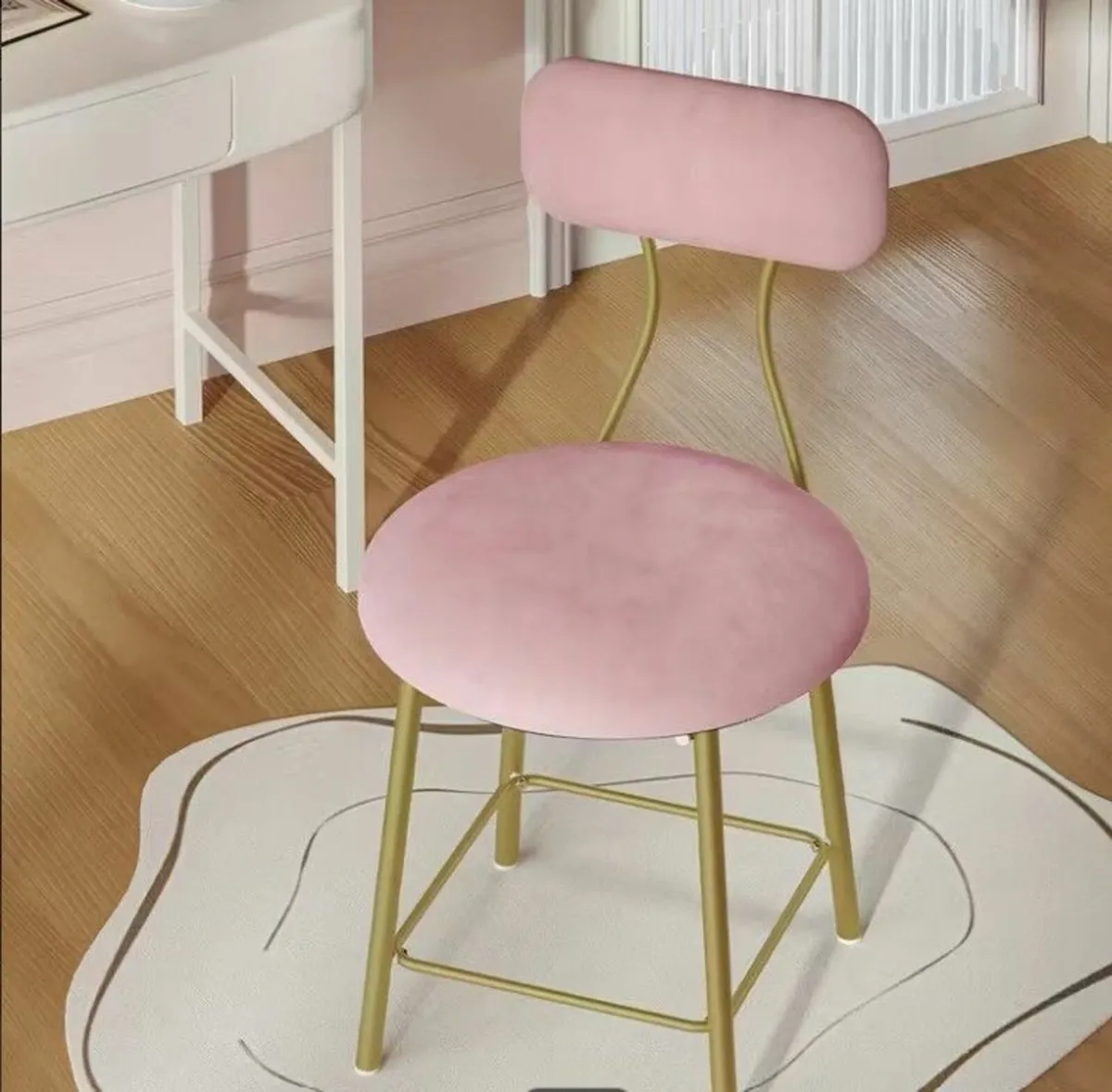 Dressing Table Chair Vanity Chair Pink Stool - Image 2