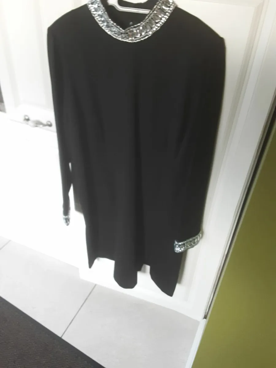 Ladies black detailed dress - Image 1