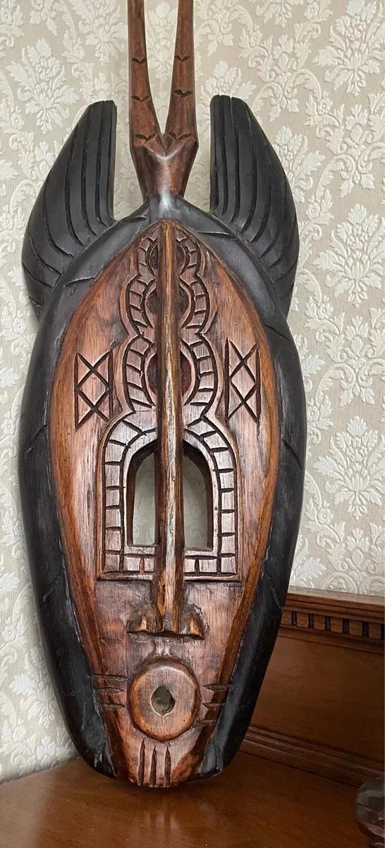 Unique African Carved Wood Face Mask - Image 1