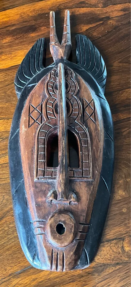 Unique African Carved Wood Face Mask - Image 2