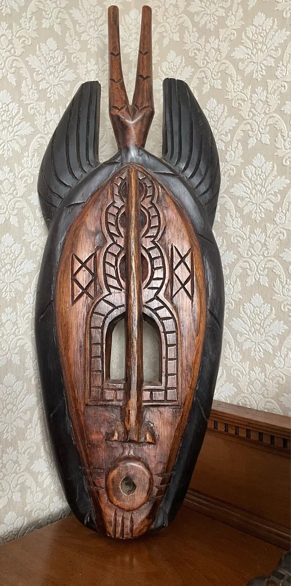 Unique African Carved Wood Face Mask - Image 3