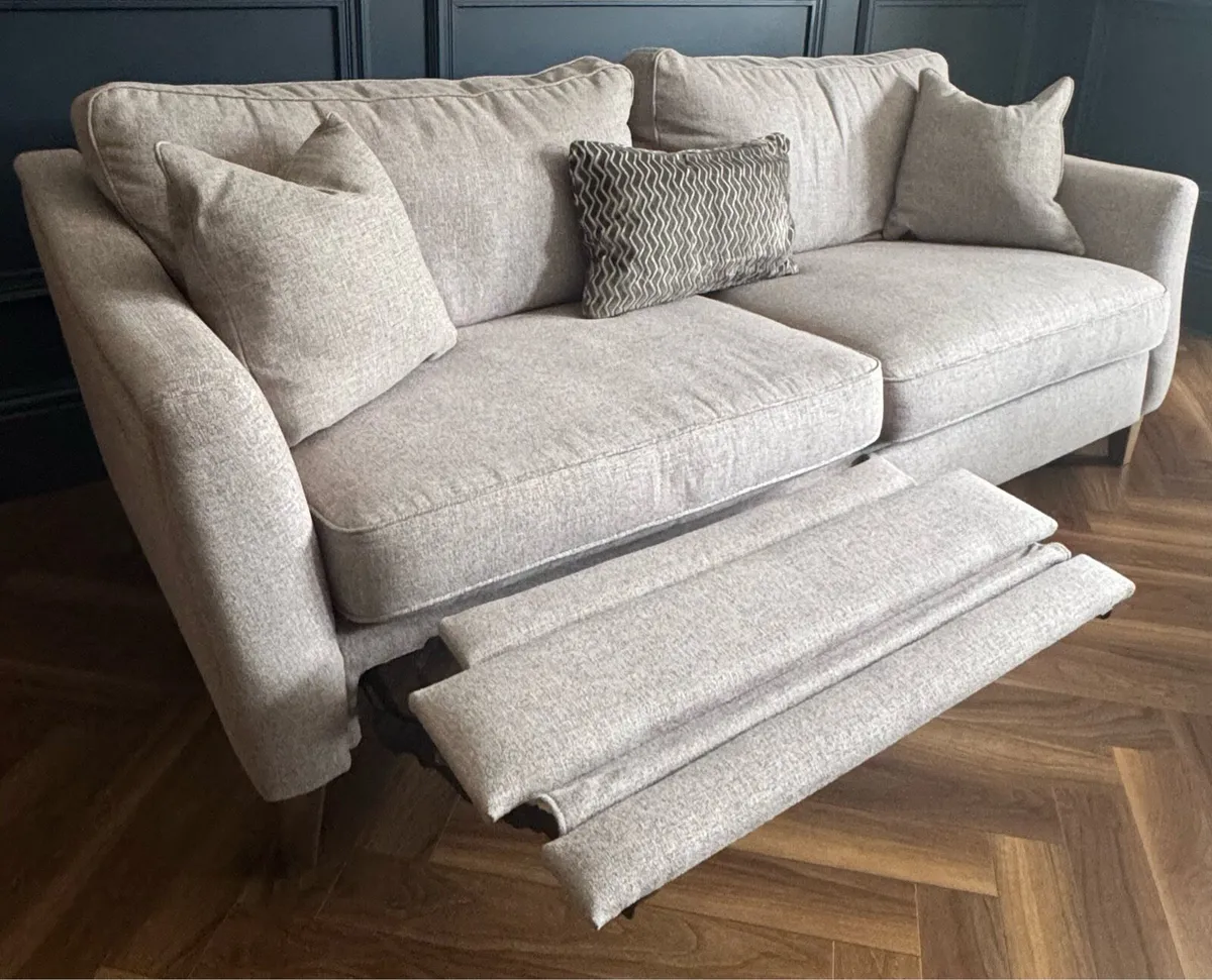 3, 2, 1 Suite Taupe/Grey Fabric Electric Reclining - Image 1