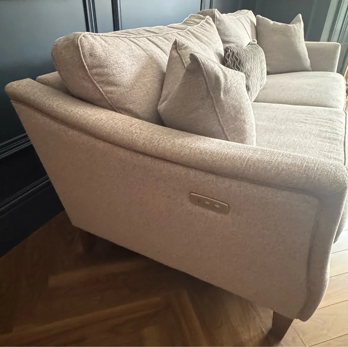 3, 2, 1 Suite Taupe/Grey Fabric Electric Reclining - Image 4