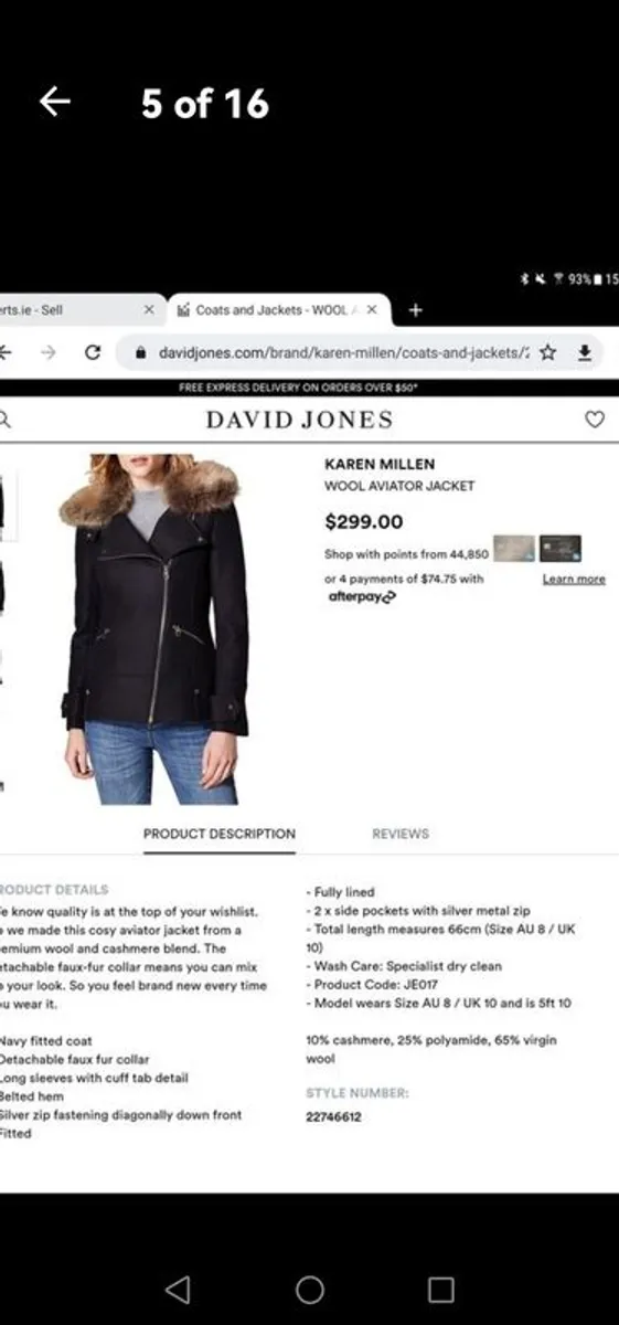 Karen Millen wool jacket UK 12 new - Image 3