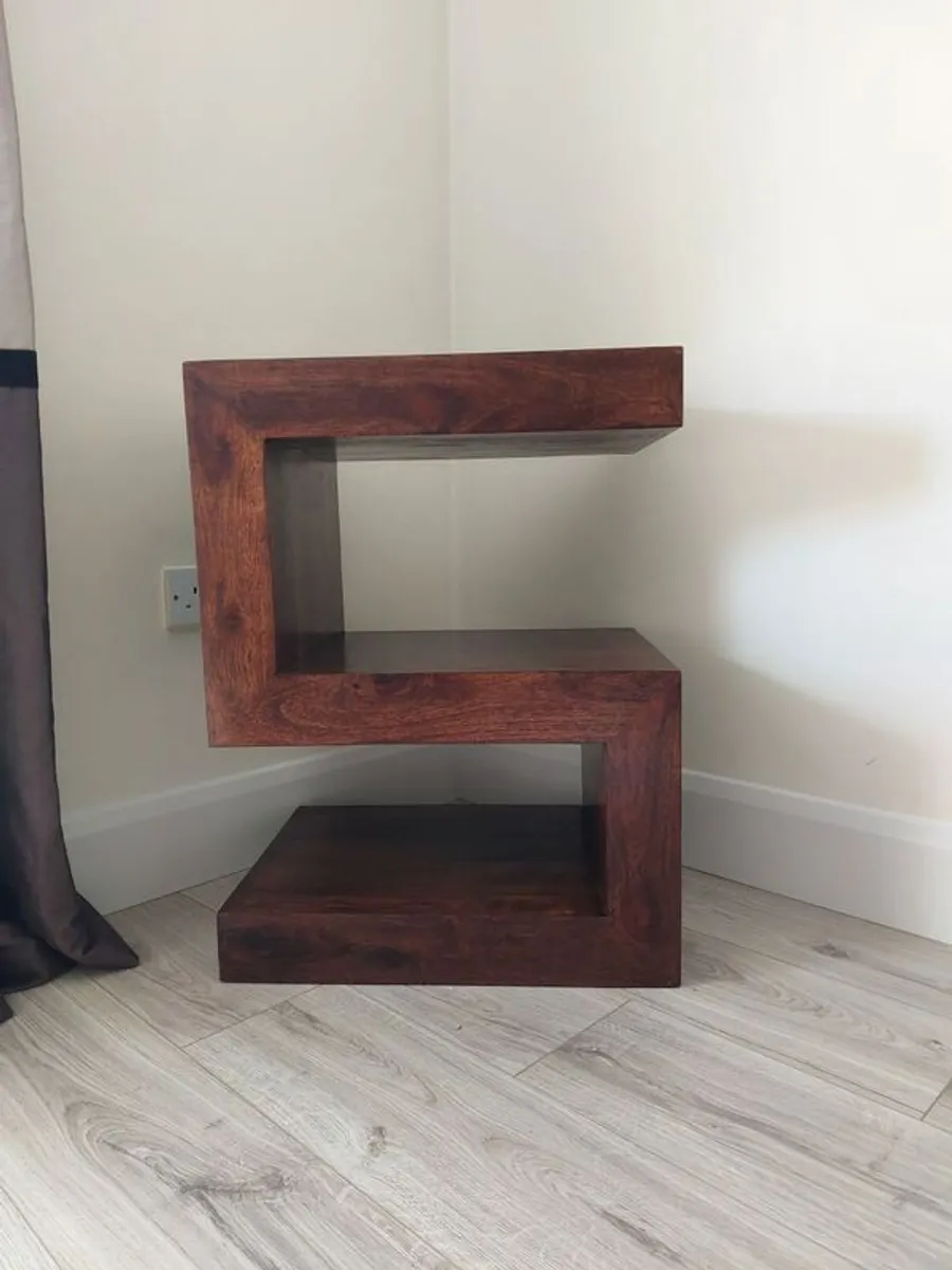 S Shape Lamp Table Solid Wood Walnut - Image 3