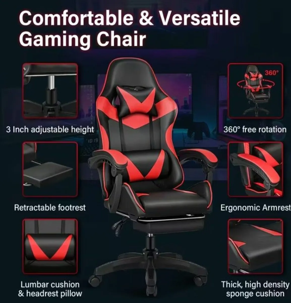 Gaming Chair Office Chair with footrest - Image 2