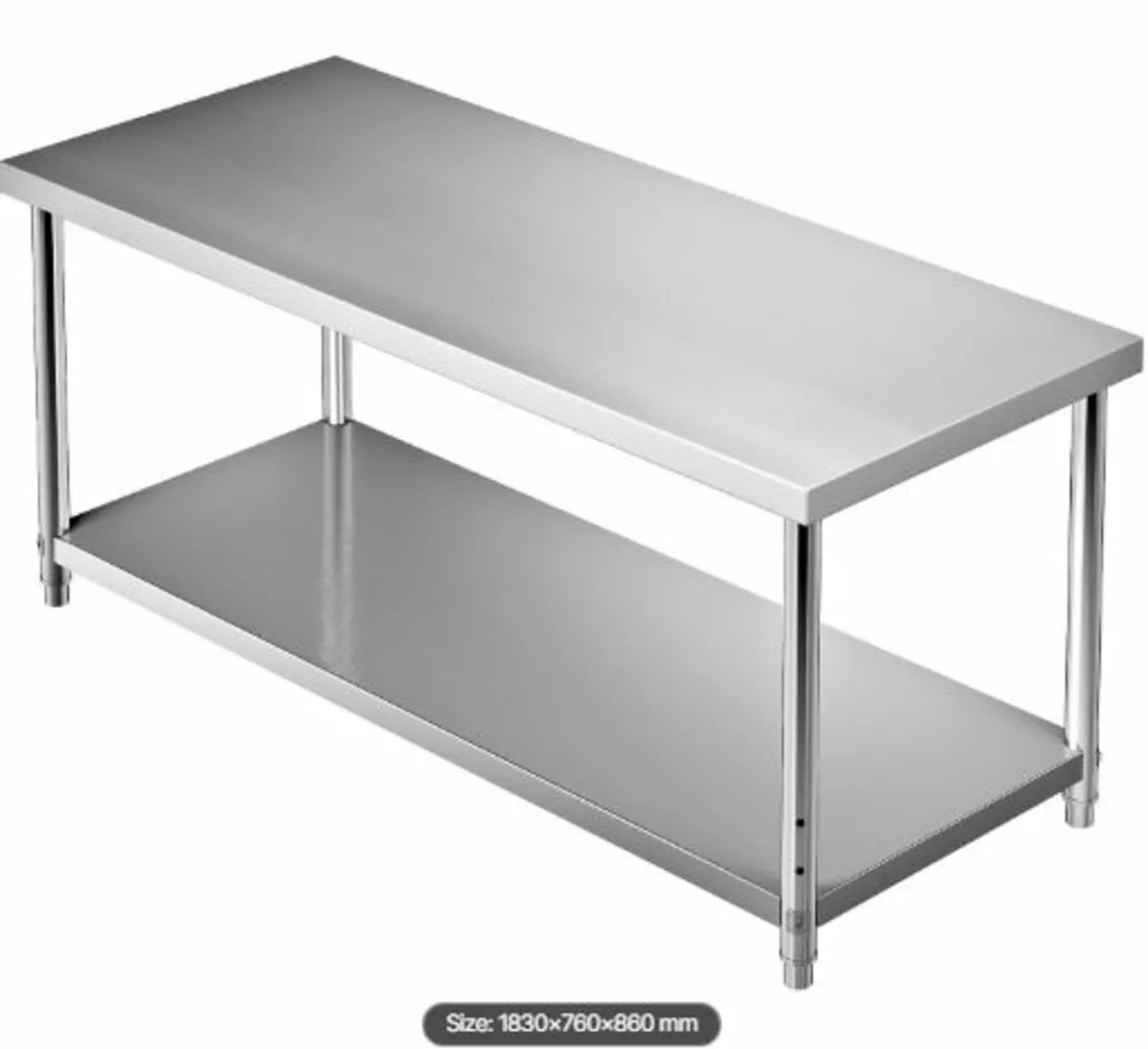 Stainless Steel Prep Table, 182.9 x 76.2 x 86.4 cm - Image 1
