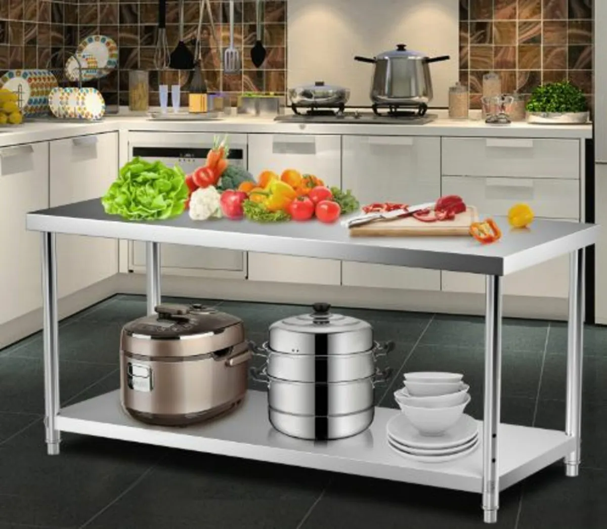 Stainless Steel Prep Table, 182.9 x 76.2 x 86.4 cm - Image 4