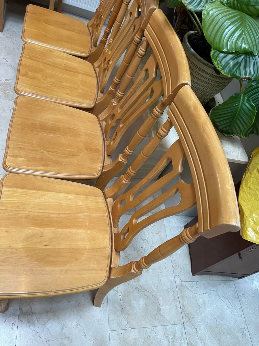 4 x Very Solid Wooden Kitchen Dining Chairs - Image 2