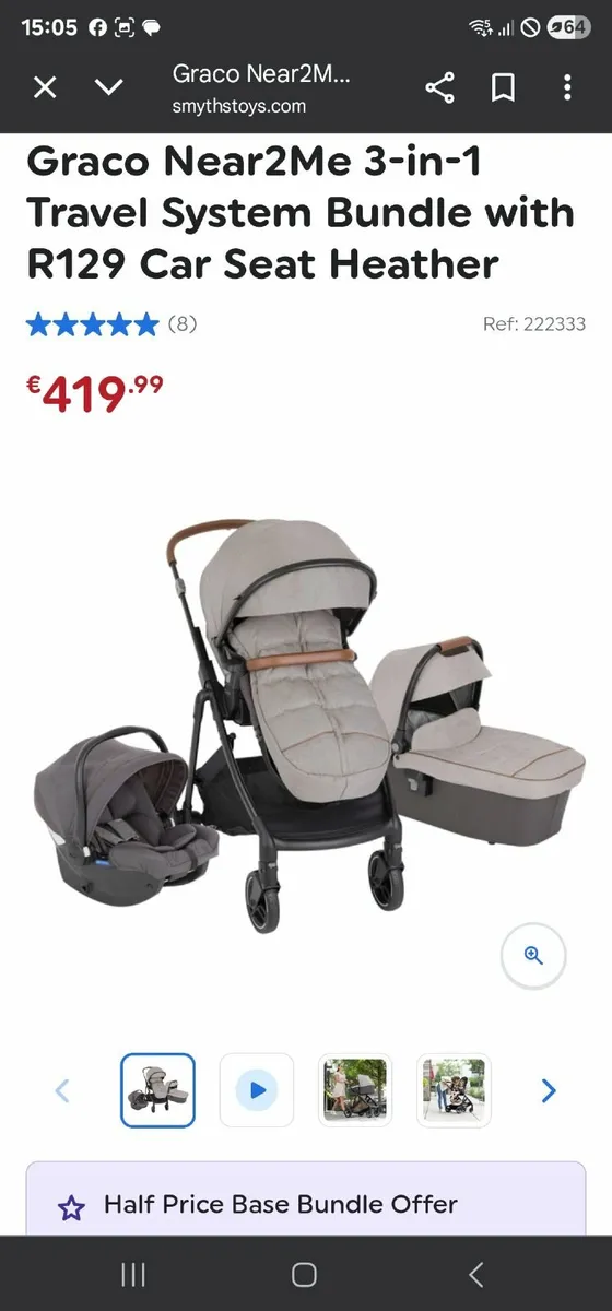 Baby travel system cot, pushchair, car seat