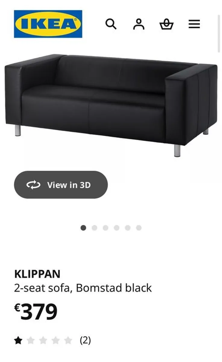 ikea Klippan 2 seater black vegan leather sofa - Image 1