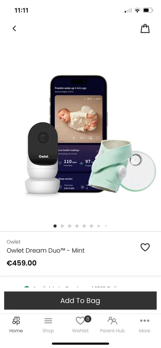 Owlet Dream Duo Mint – Smart Sock + HD Camera - Image 2