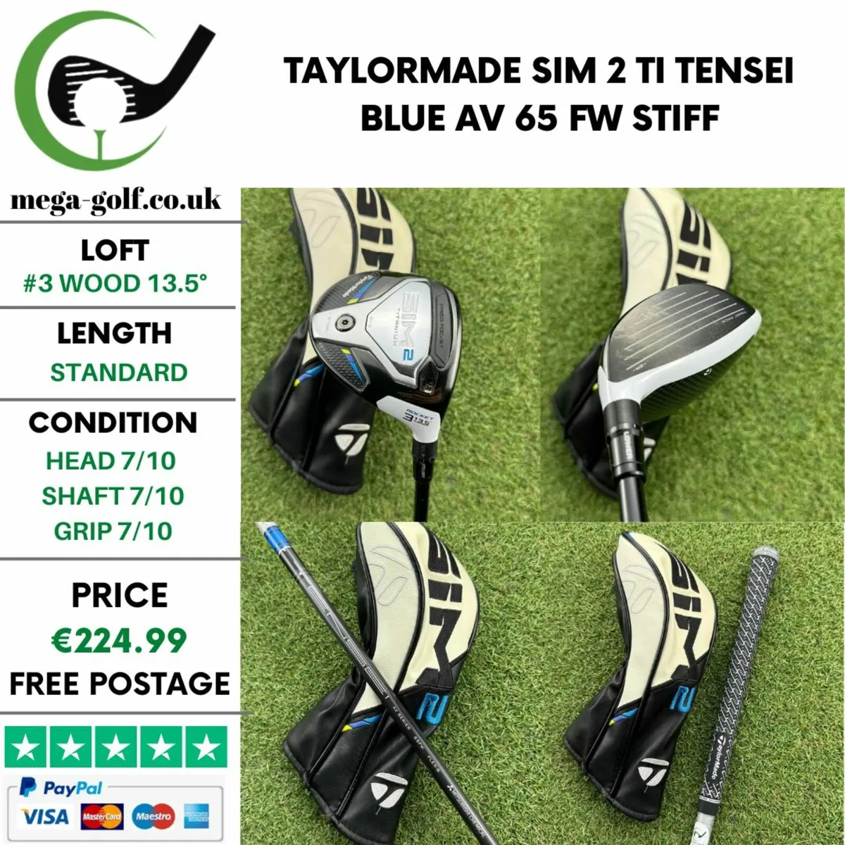 Taylormade Sim 2 Ti #3 Wood 13.5° / Stiff - Image 1
