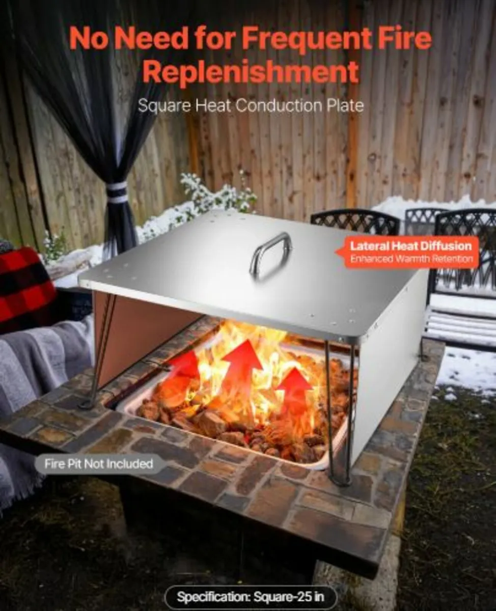 Fire Pit Heat Deflector, 645x645x370 mm Square - Image 2