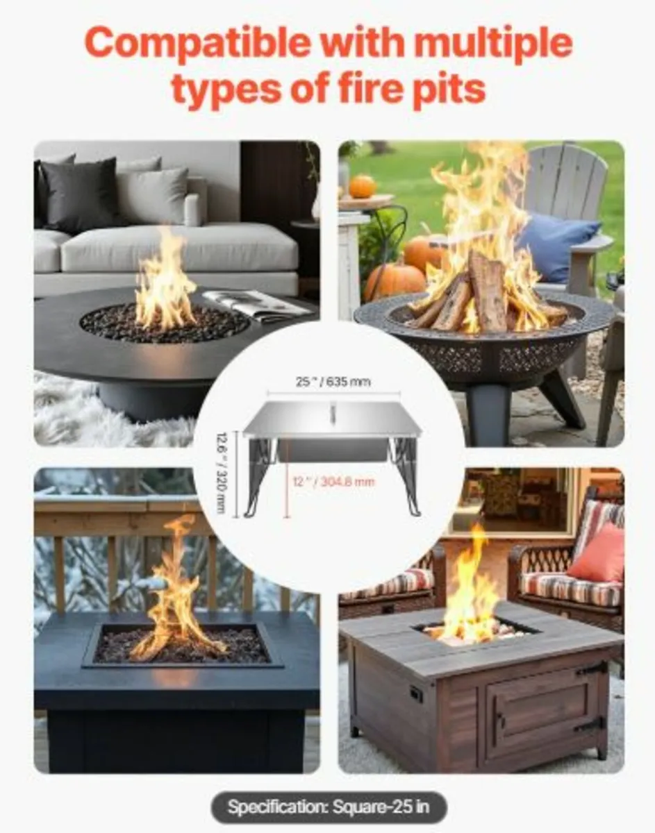 Fire Pit Heat Deflector, 645x645x370 mm Square - Image 3