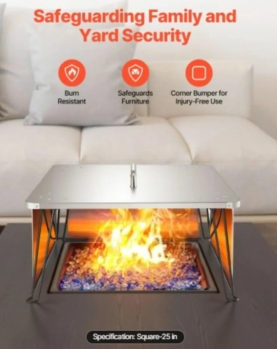 Fire Pit Heat Deflector, 645x645x370 mm Square - Image 4