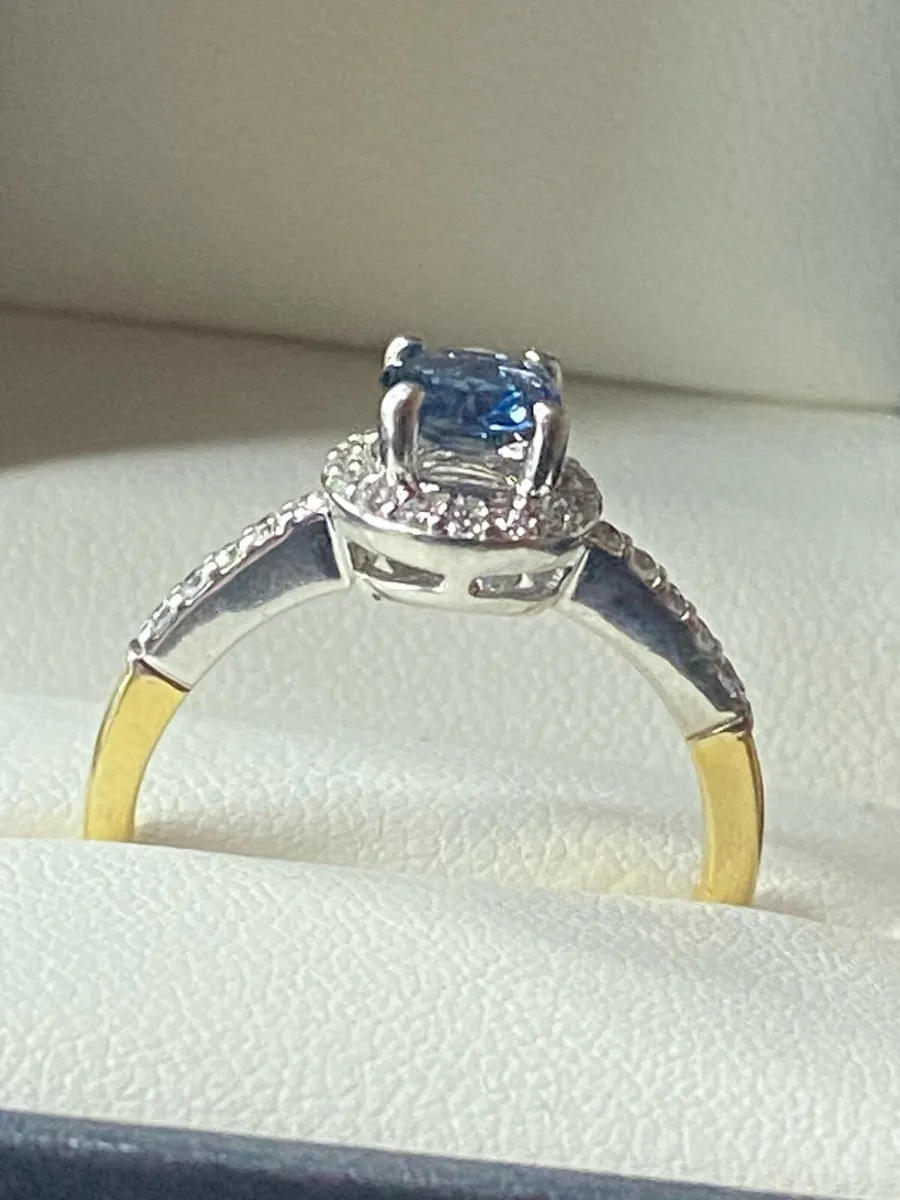 18ct gold ring blue spinel and diamonds - Image 4
