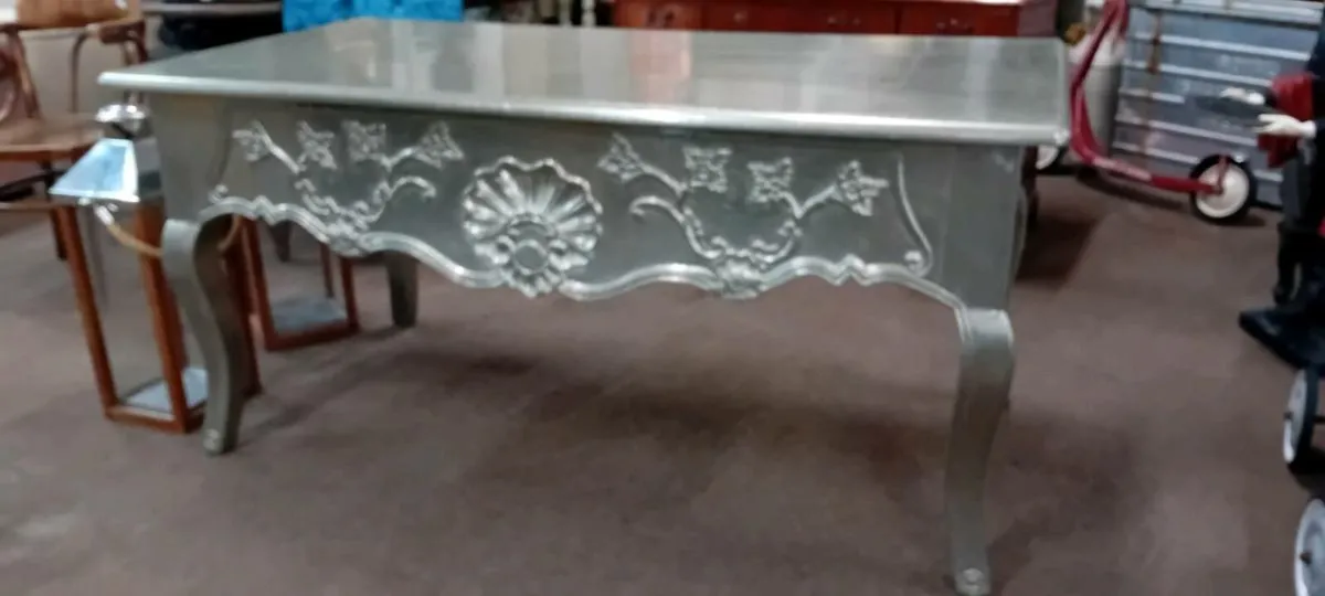 Large Aluminium Covered Office Desk - Image 1