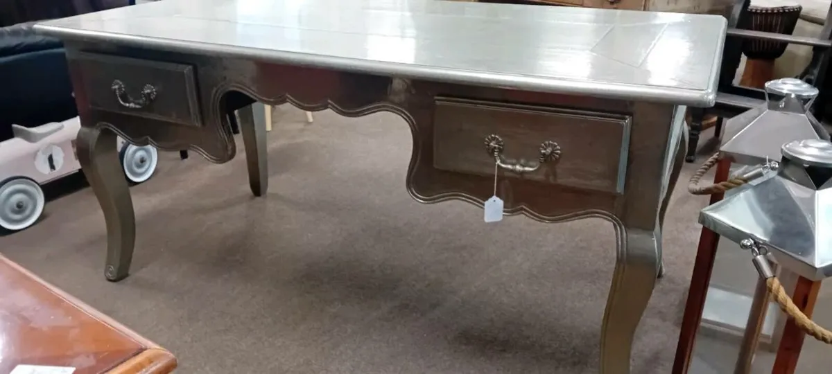 Large Aluminium Covered Office Desk - Image 2
