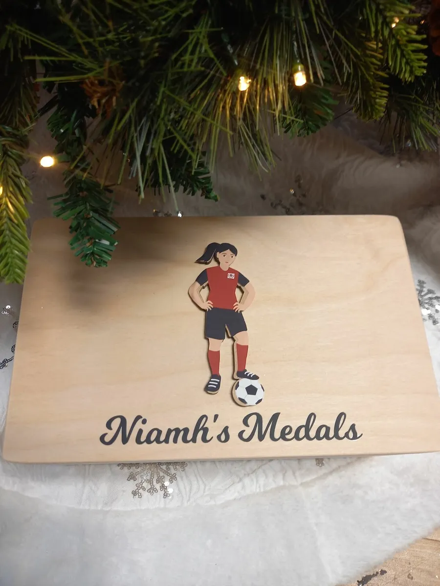 Personalised Soccer Keepsake Medal Box - Image 2