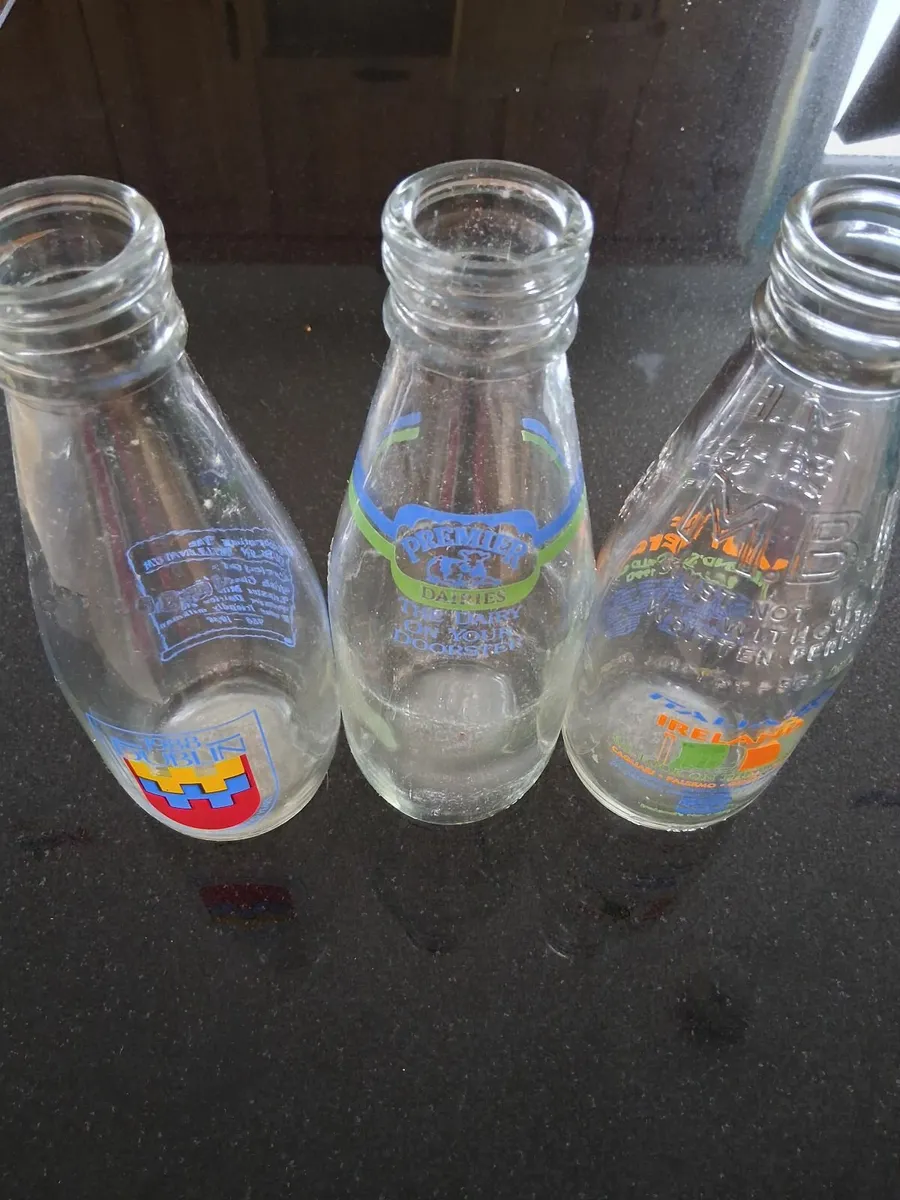 PINT MILK BOTTLES X 3 - Image 1