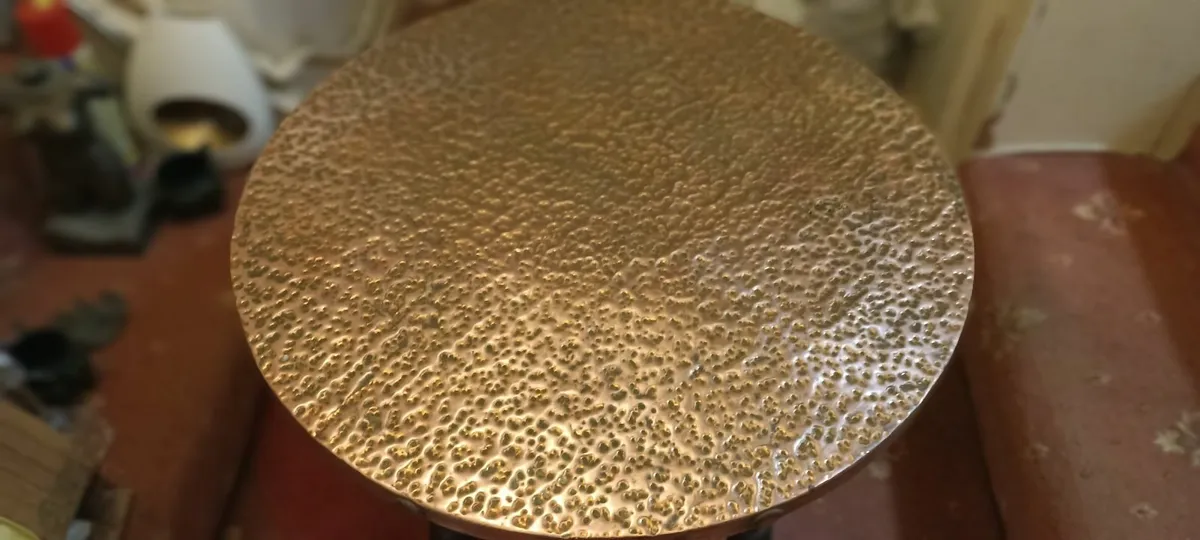 Hammered Beaten Copper Top Coffee Table - Image 3