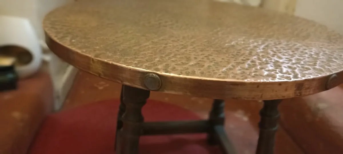 Hammered Beaten Copper Top Coffee Table - Image 4