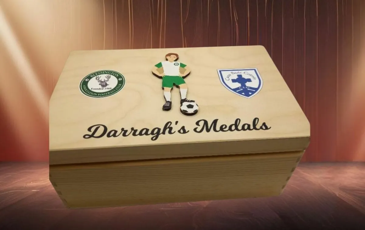 Personalised Soccer Keepsake Medal Box - Image 1