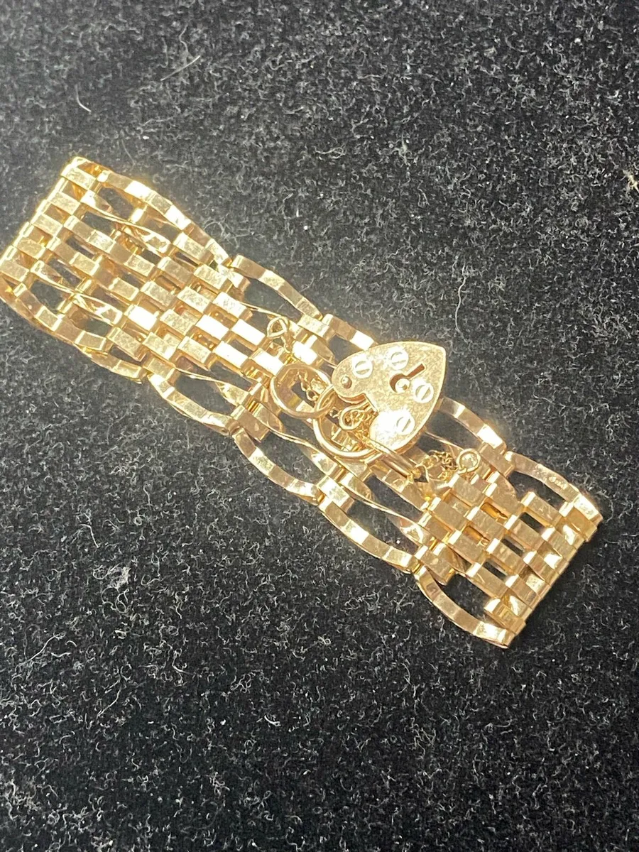 9ct gold big 6 bar gate bracelet. 7 inches long - Image 2
