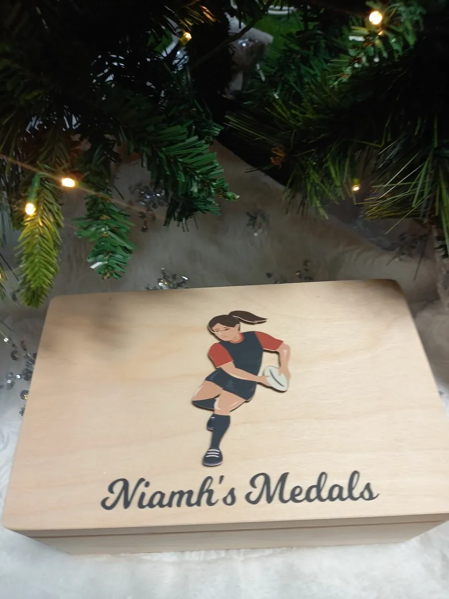 Personalised Rugby Medal Keepsake Box - Image 1