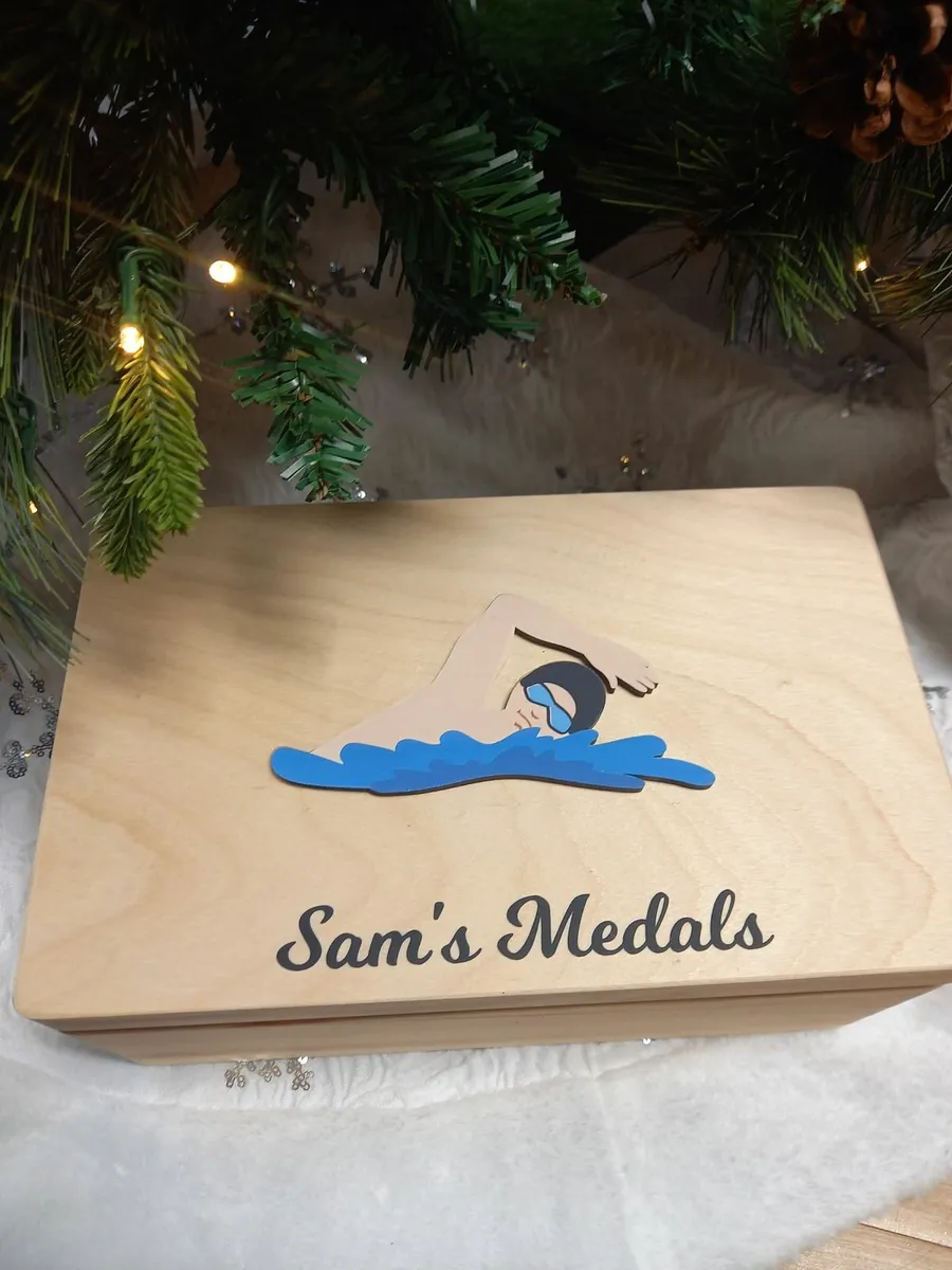 Personalised Swimming Medal Keepsake Box - Image 2
