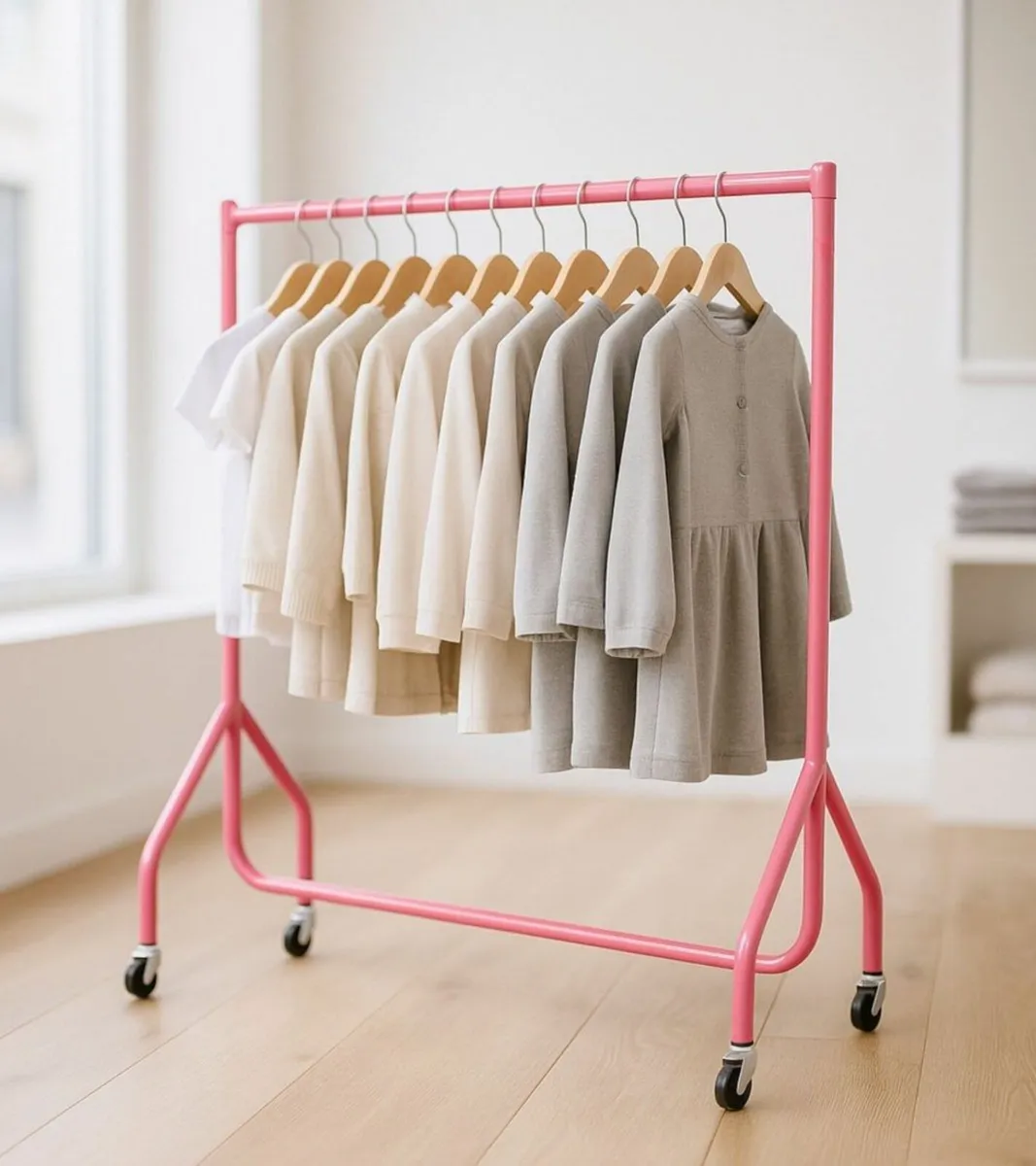 4ft Pink Kid's Heavy Duty Clothes Rail - Image 1